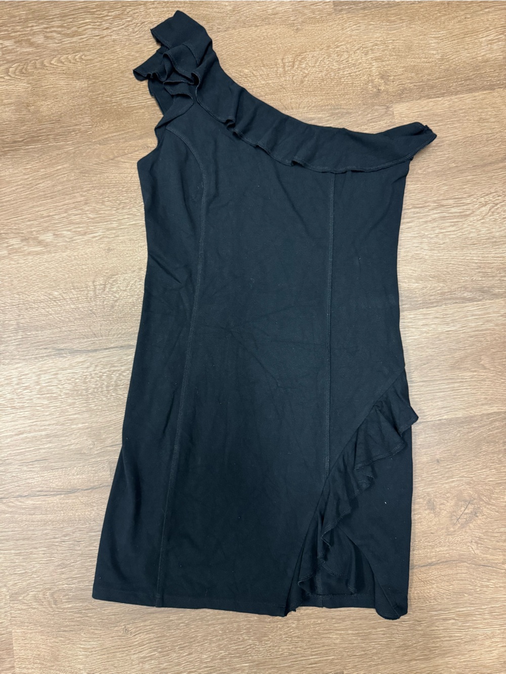 Free People Black One-Shoulder Ruffle Dress